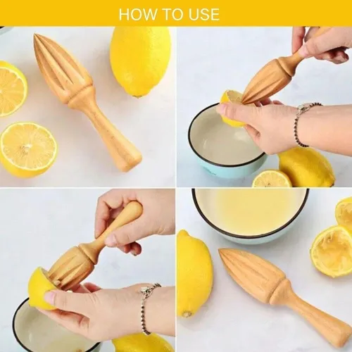 Miniatura 7 de Exprimidor de cítricos de madera, escariador manual de naranja limón con agarre ergonómico, herramienta exprimidora de frutas duradera