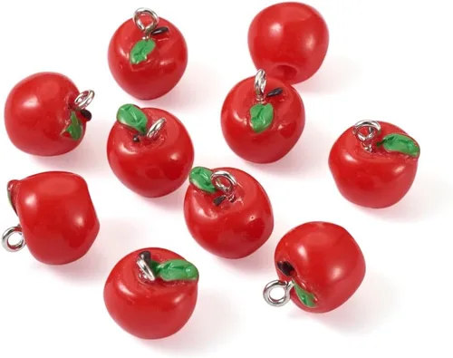 Miniatura 25 de Craftdady Colgantes colgantes de frutas, lindos colgantes de resina para alimentos, colgantes de manzana, naranja, piña, fresa, encantadores dijes
