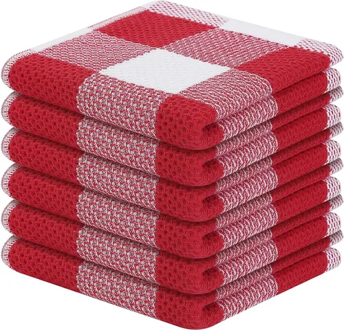 Miniatura 24 de Mordimy Toallas de cocina 100% algodón con tejido de gofre, 13 x 28 pulgadas, paños de cocina súper suaves y absorbentes para secar platos, paquete