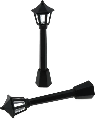 Miniatura 2 de 10pcs mini poste de lámpara de plástico negro miniatura tren ferrocarril lámpara poste luces calle luz