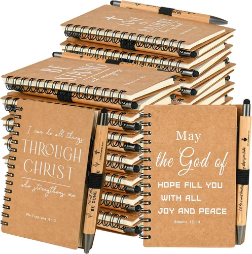 Miniatura 11 de INSADA Diario de oración cristiana en espiral a granel con bolígrafos, bloc de notas con rayas pequeñas (4.13 x 5.43 pulgadas), regalos del día