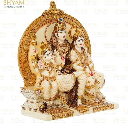 Miniatura 3 de Estatua de la familia hindú Lord Shiva - Escultura de ídolo de Shiv, Parvati y Ganesh, figura de Dios Shiv Parivaar, ídolos de dios hindúes