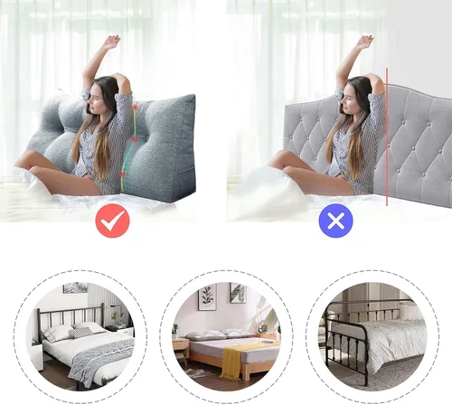 Miniatura 2 de WOWMAX Cabecero de Cama Multifuncional con Almohada Tapizada Doble, Cabecero para Dormitorio Individual XL, Portátil para Dormitorio Universitario