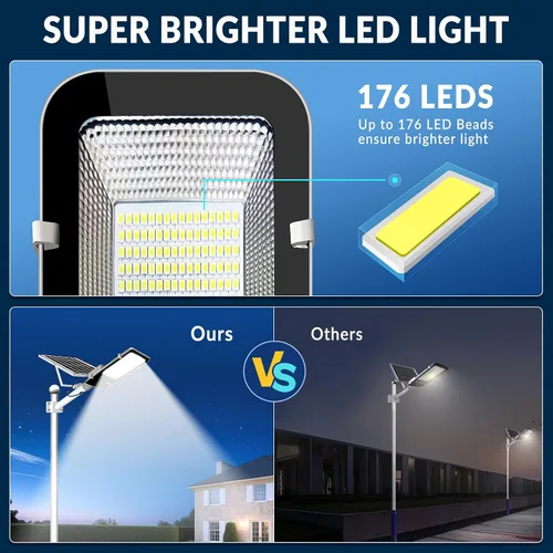 Miniatura 3 de Luces solares impermeables para exteriores IP65: paquete de 2 luces solares de calle de 10000 mAh, luces solares para exteriores del atardecer al