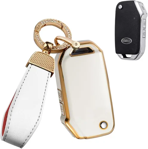 SANRILY Funda para llavero de TPU suave con borde dorado de 3 botones para Kia Cerato 2019 K3 Gt Seltos S Sportage 2020 Sorento Ceed CD Forte 2018