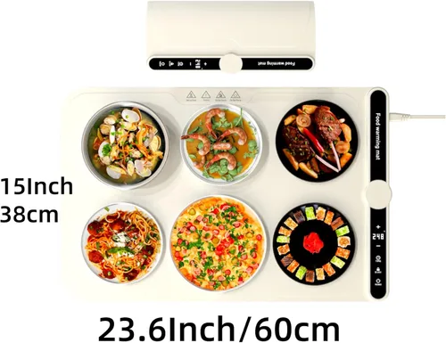 Miniatura 2 de LYSXP Tapete de calentamiento de alimentos 2025, 15 x 23.6 pulgadas, ajuste de temperatura de 9 niveles, calentador de alimentos multifuncional