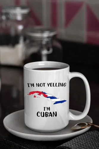 Miniatura 5 de Divertidas tazas de café del orgullo cubano, con texto en inglés "I Not Yelling I'm Cuban", idea de regalo para hombres y mujeres cubanos