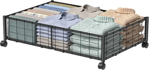 Hleelomi Almacenamiento Debajo de la Cama con Ruedas, Rotación de 360°, Contenedores de Almacenamiento Debajo de la Cama Sin Montaje, 1 Paquete