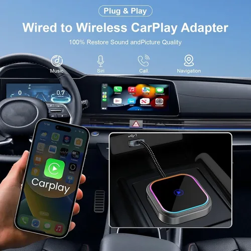 Miniatura 7 de Wireless CarPlay Adapter 2-in-1 for BMW X6 2017 2018 2019 2020 2021 2022 2023 2024 2025 2026, USB Design Plug and Play Bluetooth Fast Connection Car