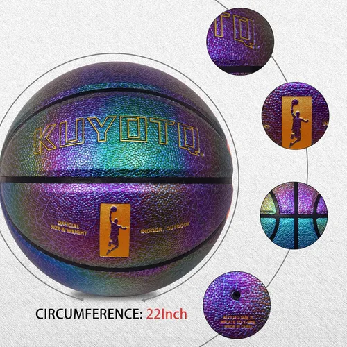 Miniatura 7 de KUYOTQ Kids Youth Women Basketball - Shiny Purple Leather Size 3/4/5/6 - 22/25.5/27.5/28.5" Dazzle Textured Basketball for Boys and Girls