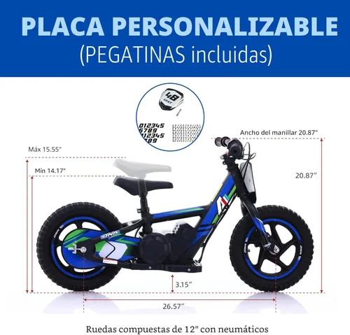 Miniatura 6 de Bicicleta eléctrica ligera AIII para niños, motocicleta eléctrica de 170/340W hasta 10/12MPH, batería desmontable de 24V, frenos duales operados a