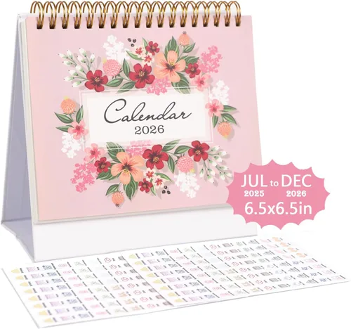 Miniatura 10 de Multibey Calendario de escritorio 2025-2026, calendario de escritorio pequeño abatible de 6.5 x 6.5 pulgadas, julio 2025-diciembre 2026, calendario