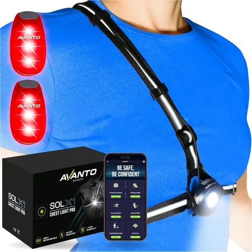 Miniatura 7 de Luz de pecho Avanto PRO, Original, Recargable por USB-C, Luces de correr para corredores, 500lm de haz ajustable, 3-5h de tiempo de uso, Linternas