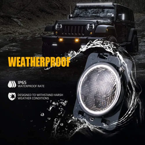 Miniatura 6 de Xprite Conjunto de Luz Marcadora Lateral LED Ámbar Amarilla para Guardabarros Delantero con Lente Ahumada Compatible con Jeep Wrangler JK 2007 2008