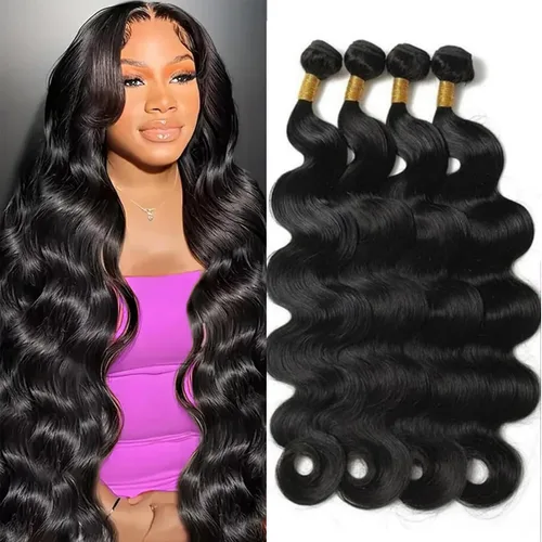 Miniatura 13 de Paquete de Cabello Humano Ondulado 3 paquetes (10, 12, 14 pulgadas) Extensiones de Cabello Virgen Brasileño 100% Sin Procesar Color Negro Natural