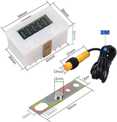 Miniatura 3 de DIGITEN LCD Digital 0-99999 - Contador de 5 dígitos Plus Plus UP + Sensor de interruptor de proximidad con imán