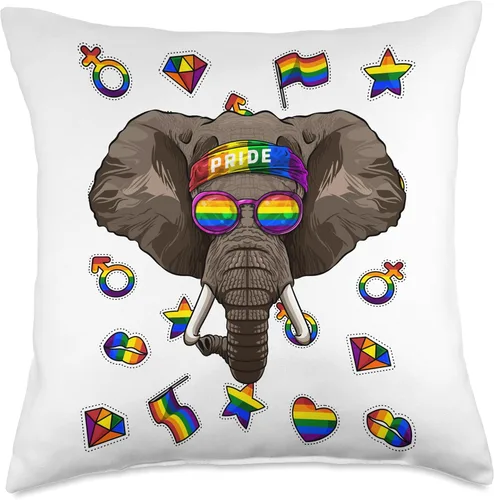 Miniatura 5 de Cute LGBT Animals LGBT - Almohada lesbiana con diseño de elefante, gay Pride Month Animal Rainbow Lesbiana, 16 x 16 pulgadas, multicolor