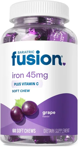 Miniatura 9 de Bariatric Fusion Suplemento de hierro bariátrico con sabor a fruta de cereza, masticable suave con vitamina C para pacientes bariátricos, incluyendo