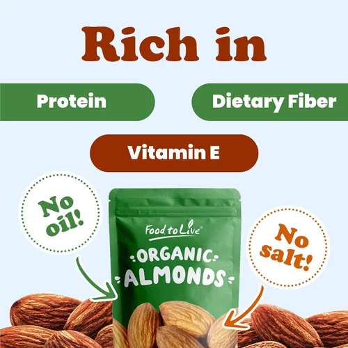 Miniatura 5 de Food to Live Almendras tostadas secas orgánicas, 16 libras, sin OMG, sin sal, veganas, keto, paleo, kosher, a granel, alto en proteínas, fibra