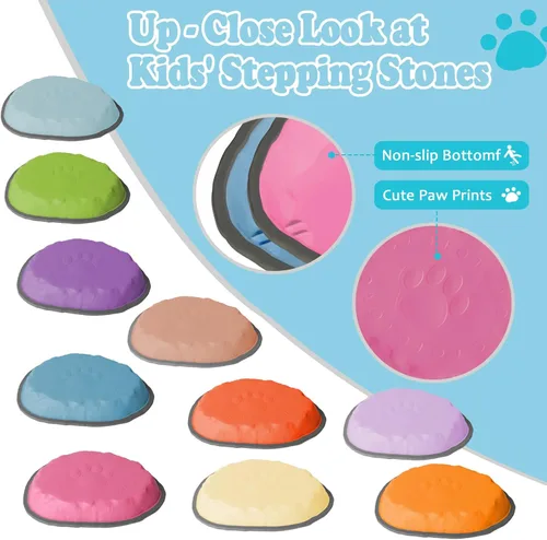 Miniatura 4 de Stepping Stones for Kids, 10 PCS Non-slip Toddlers' Balance Sensory Toys, Indoor & Outdoor Play, Obstacle Course Game for Children Promoting 10 pzas