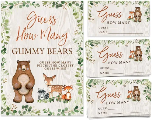 Miniatura 11 de Printed Party Predicciones y consejos para baby shower, animales del bosque, 50 tarjetas