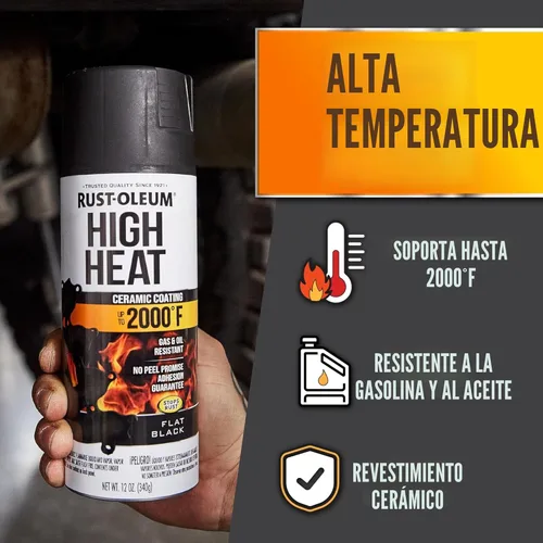 Miniatura 3 de Pintura en aerosol de alta temperatura Rust-Oleum 248903 para automóviles, 12 onzas, negro plano Negro (Flat Black)