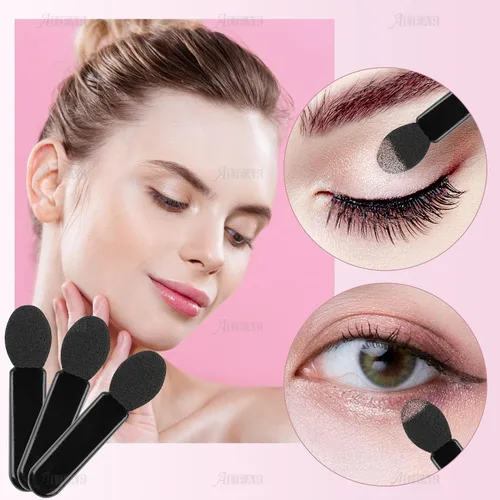 Miniatura 2 de AUEAR, Paquete de 50 pinceles desechables para sombra de ojos, aplicadores de esponja ovalada con punta ovalada, brocha de doble cara, herramienta