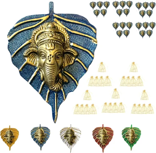 Miniatura 23 de LOVENSPIRE Ganesha de hoja de metal para colgar en la pared, decoración para el hogar, sala de estar, oficina, obra decorativa de arte indio