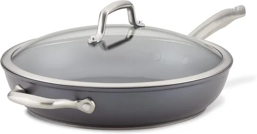 Miniatura 13 de Anolon Accolade Sartén de Freír Profunda Forjada Anodizada Dura Antiadherente / Sartén con Mango Auxiliar y Tapa, 12 Pulgadas - Gris Piedra Lunar