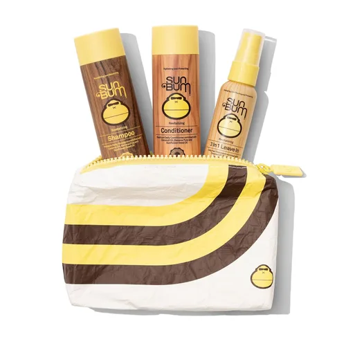 Sun Bum Kit esencial de viaje para el cuidado del cabello, revitaliza tu cabello con champú revitalizante, acondicionador y tratamiento sin enjuague