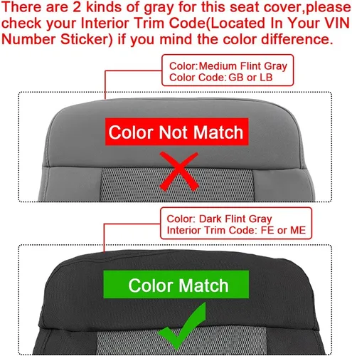 Miniatura 5 de ECOTRIC Funda de asiento inferior para el lado del conductor compatible con Ford F150 FX4 FX2 STX XLT 2004-2008 cojín de asiento delantero de tela