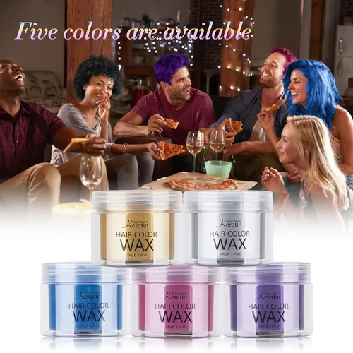 Miniatura 5 de Cera temporal para el cabello, color azul, cera de pintura de tinte para el cabello de Magic Master Keratin natural, lavable y temporal para niños