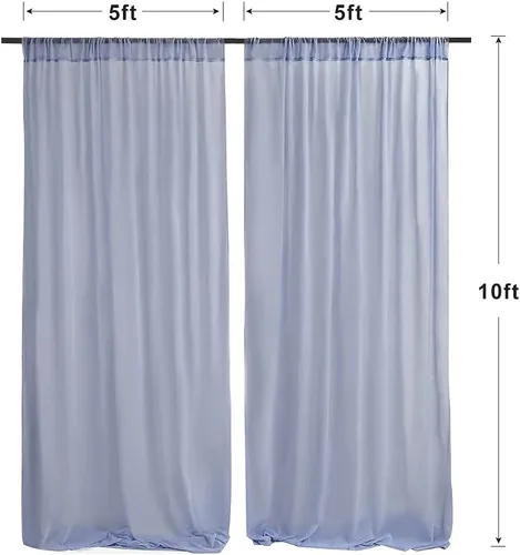 Miniatura 8 de Eternal Beauty Cortina de gasa azul polvoriento, 10 x 5 pies, caída trasera transparente para decoración de escenarios de fiestas, 2 paneles