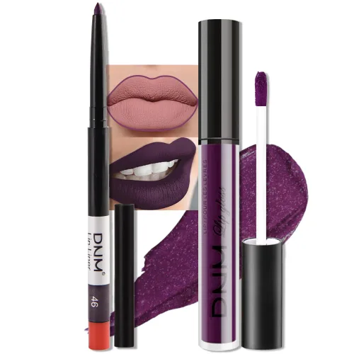 Miniatura 50 de evpct 2 Piezas Lápiz Labial Líquido Verde Esmeralda con Brillo Glitter, Brillo Labial Tinte y Delineador de Labios Retráctil, Set de Maquillaje