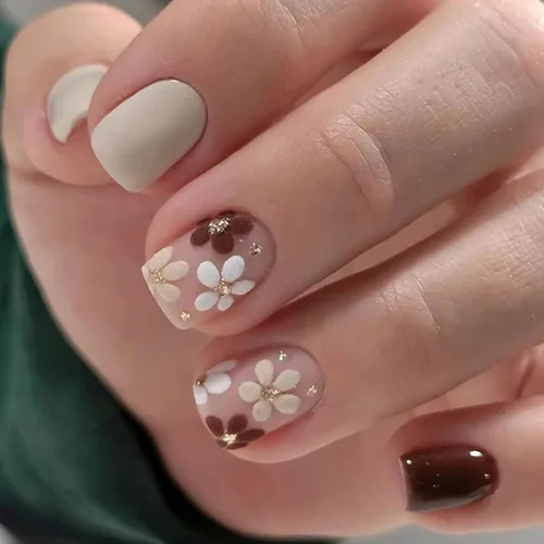 Miniatura 14 de Uñas postizas cortas a presión, uñas acrílicas cuadradas, coloridas de cobertura completa, uñas adhesivas brillantes en líneas, uñas reutilizables