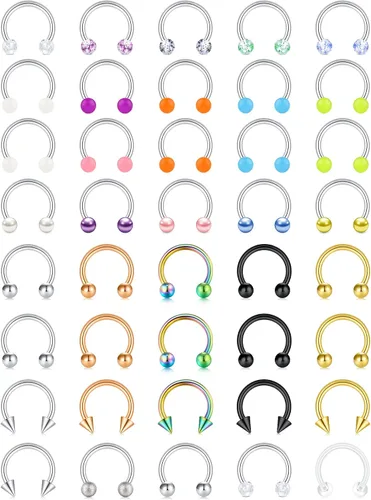 D.Bella Anillos de herradura para el tabique de nariz de acero quirúrgico 16G 18G 20G Joyería de piercing para nariz, cartílago, hélix, tragus, aro,
