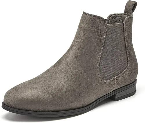 Miniatura 7 de VJH confort Botines sin cordones para mujer, con punta redonda de almendra occidental, tacón bajo, elásticos, Chelsea