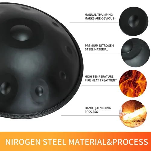 Miniatura 4 de Handpan - Instrumento de tambor Kurd de 22 pulgadas en D menor, 10 notas, para rendimiento profesional, tambores de sonido de 440 Hz para adultos