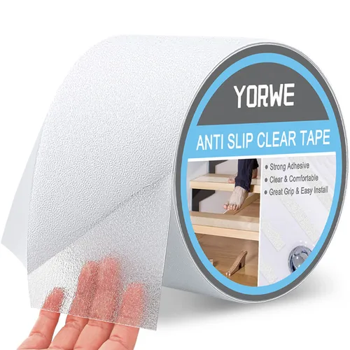 Yorwe Cinta antideslizante transparente, más clara y cómoda cinta de seguridad (4 pulgadas de ancho x 190 pulgadas de largo, transparente)