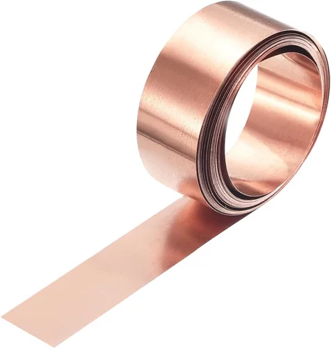 uxcell Rollo de lámina de cobre de 78.740 in x 0.394 in x 0.001 in, 99.9% de tira de cobre puro de cobre intermitente placa de lámina de metal para