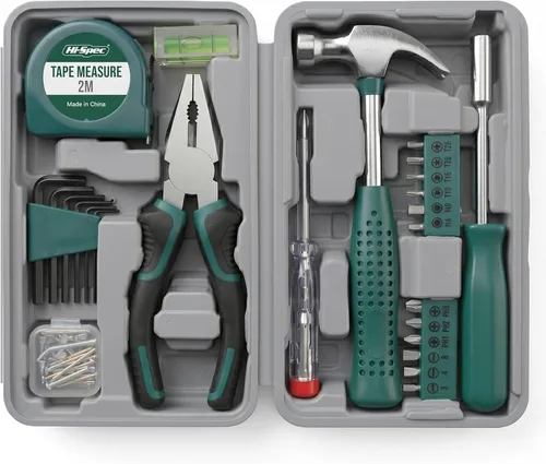 Miniatura 8 de Hi-Spec Juego de herramientas de reparación de bricolaje rosa para el hogar, 54 piezas, para mujeres, mujeres, principiantes, herramientas manuales