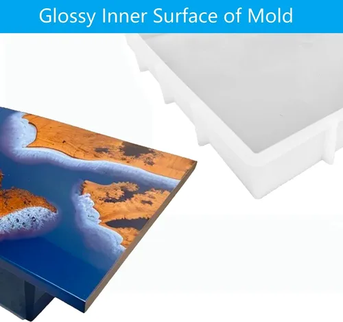 Miniatura 4 de Moldes de silicona de resina rectangular grande de 16 x 12 pulgadas, molde de silicona de resina epoxi para mesa de café de río, tablas de cortar