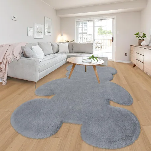 Miniatura 17 de Alfombra de pelo de oveja sintética de 2 pies, suave y esponjosa, bonita alfombra de felpa para guardería, habitación de niños y niñas, decoración