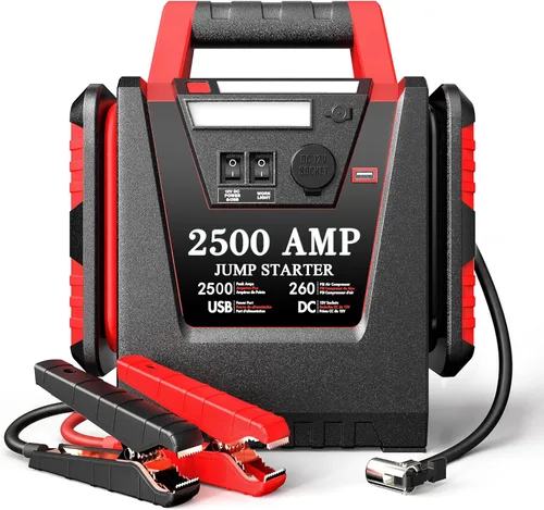 Miniatura 9 de Arrancador con compresor de aire, arrancador de batería de coche de 2000A, inflador de neumáticos de 260 PSI, amplificador de batería de plomo-ácido