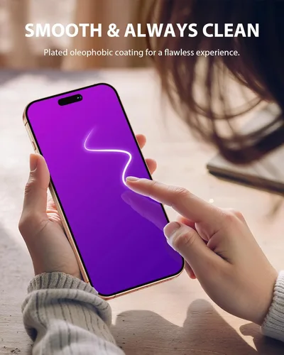 Miniatura 5 de PDDKISS Protector de pantalla de privacidad compatible con iPhone 17 Pro Max de 6.9 pulgadas, degradado morado, antiespía, anti luz azul, vidrio