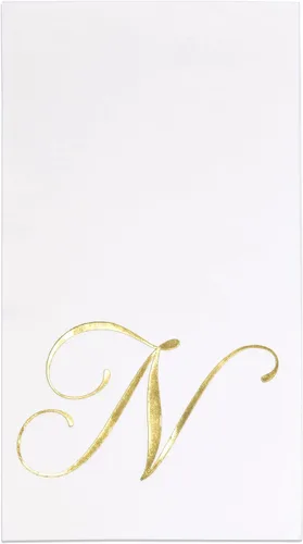 Miniatura 15 de Gift Boutique 100 Servilletas Doradas con Monograma para Invitados Letra B Paquete de Papel Desechable Elegante de Lámina Dorada Metálica Servilleta