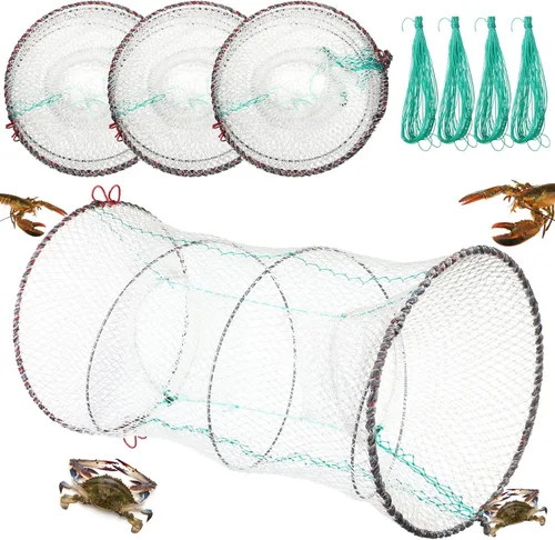 Paquete de 4 trampas de cebo de pesca, trampa para cangrejos, trampa para cangrejos, trampa de langosta, trampa de langosta y camarones, trampas de