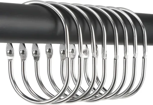 Miniatura 8 de Goowin Anillos de cortina de ducha, 12 Piezas Ganchos para cortina de ducha, anillos de ducha ovalados a presión para cortina, anillos de cortina