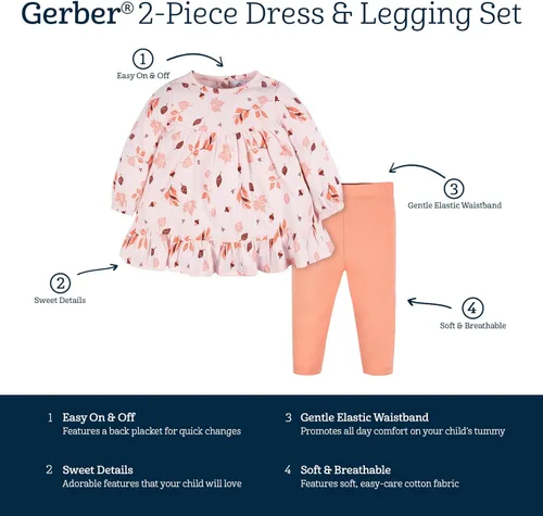 Miniatura 6 de Gerber Conjunto de ropa de juego de 2 piezas para niñas pequeñas y niñas pequeñas