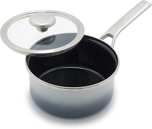 Miniatura 23 de Merten & Storck Utensilios de cocina esmaltados con núcleo de acero hecho a mano europea, sartén de 3 cuartos de galón con tapa, inducción, sin PFAS
